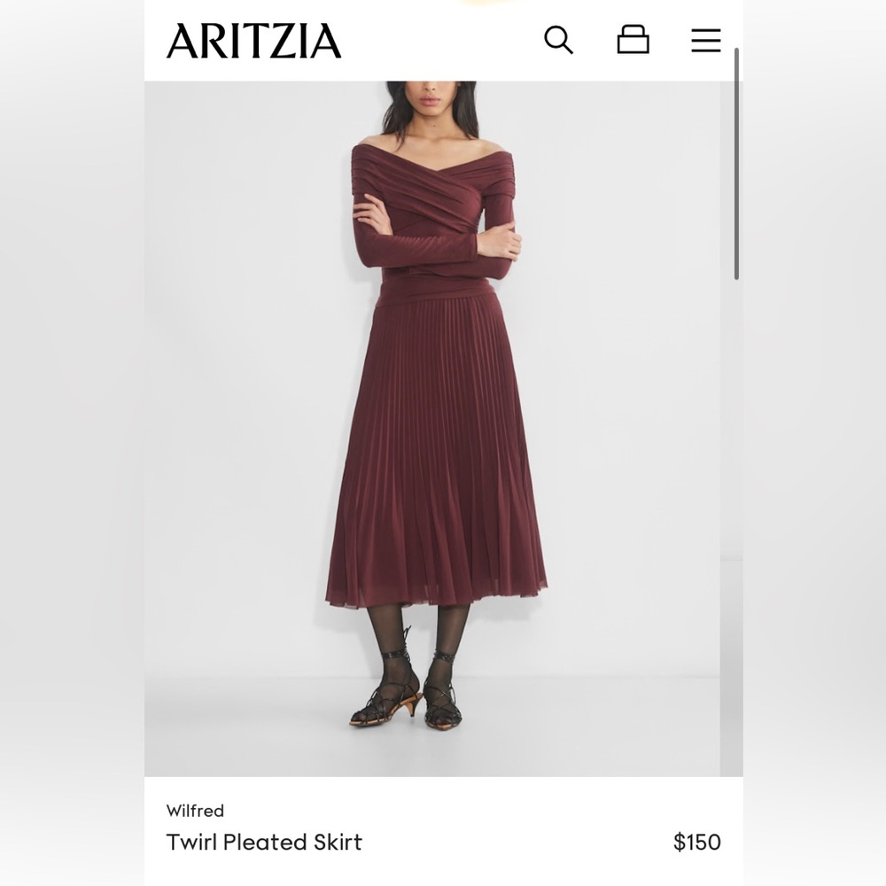 Aritzia Wilfred Twirl Pleated Chiffon Skirt Size S Pink
